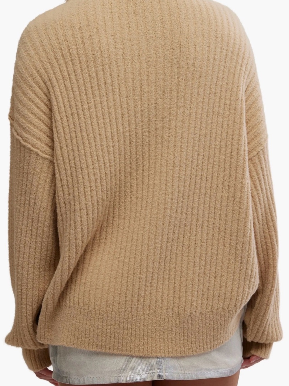 FREE PEOPLE COCOA RIB HENLEY SIZE SMALL IN SUGAR COOKIE COLOR HI/LO STYLE - Picture 4 of 9